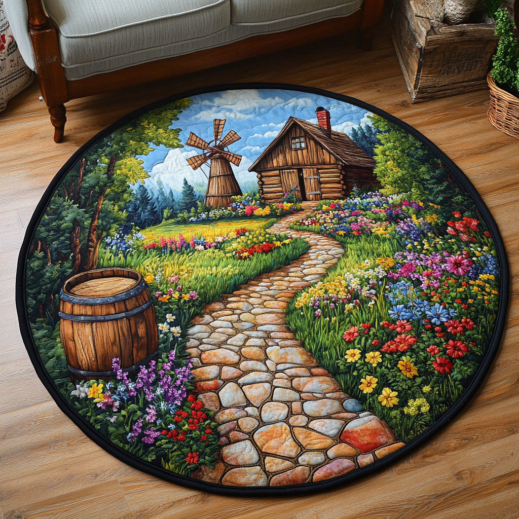 Cottage Garden Path Quilted Round Mat NCU0NT7089