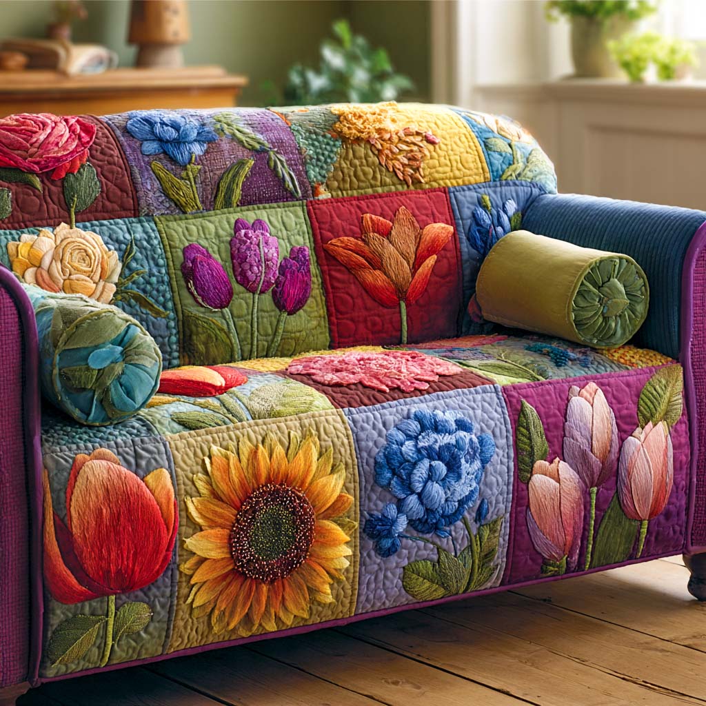 Cottage Garden Quilted Sofa Cover NCU0XD1259