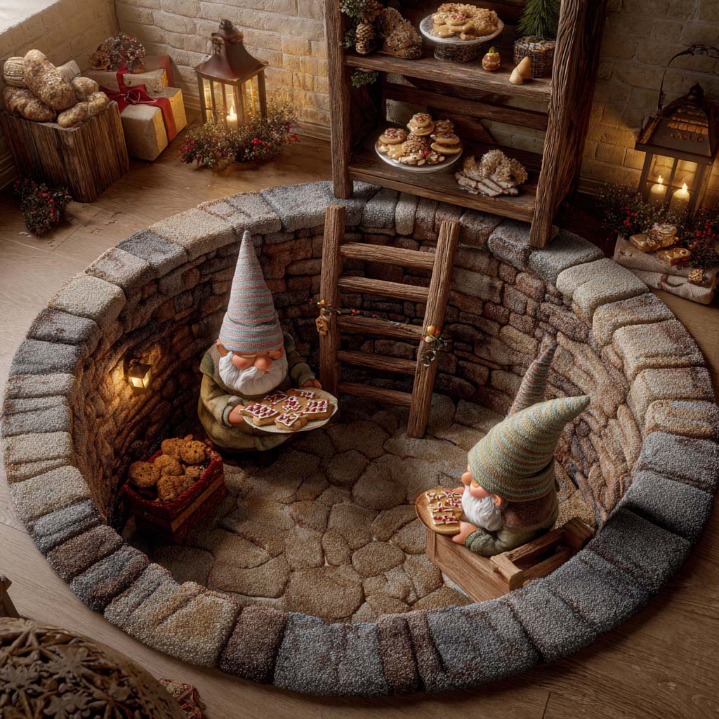 Cottage Gnome Spiral Round Carpet NCU0XD2037
