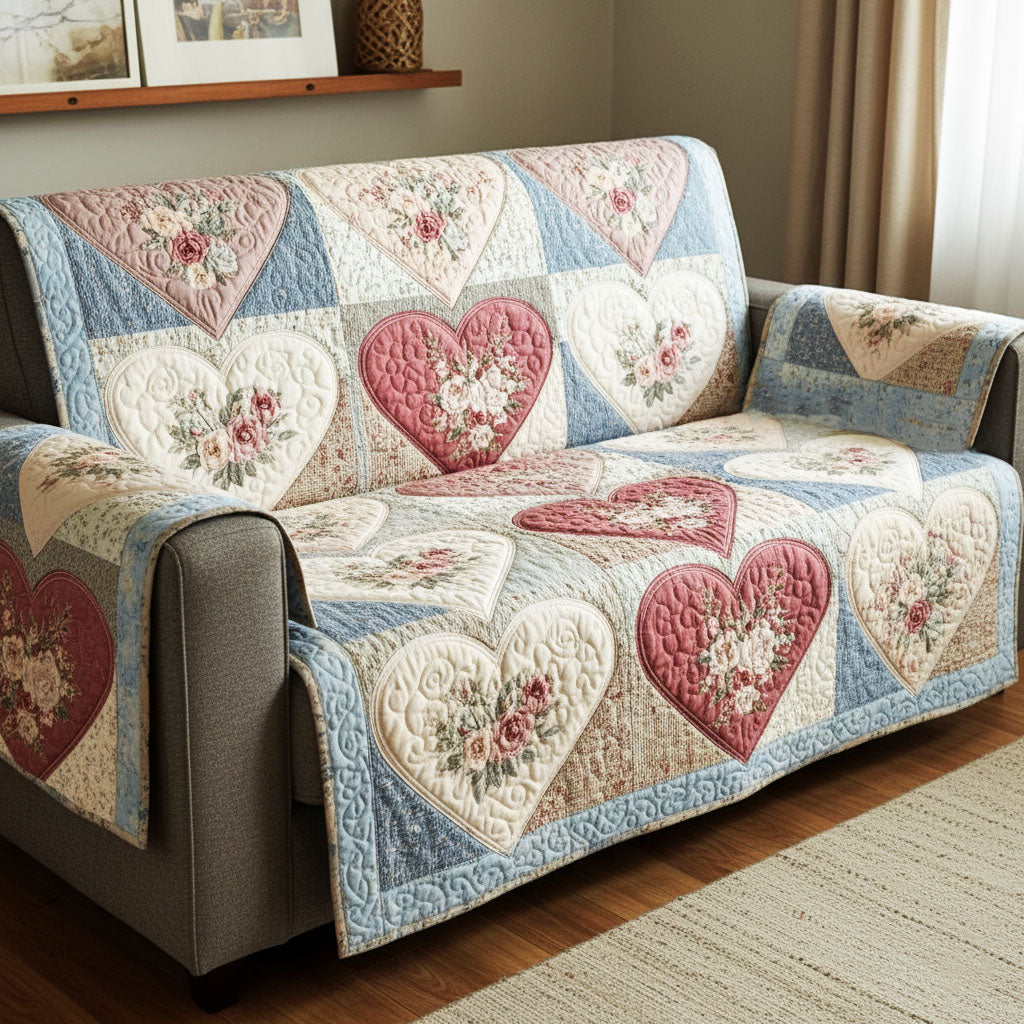 Cottage Heartscape Quilted Sofa Cover NCU0TV1478