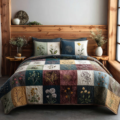 Cottage Herbarium 3-Piece Quilted Bedding Set NCU0VL3234