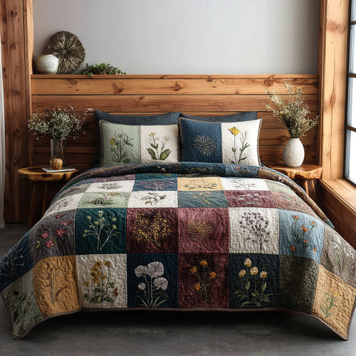 Cottage Herbarium 3-Piece Quilted Bedding Set NCU0VL3234