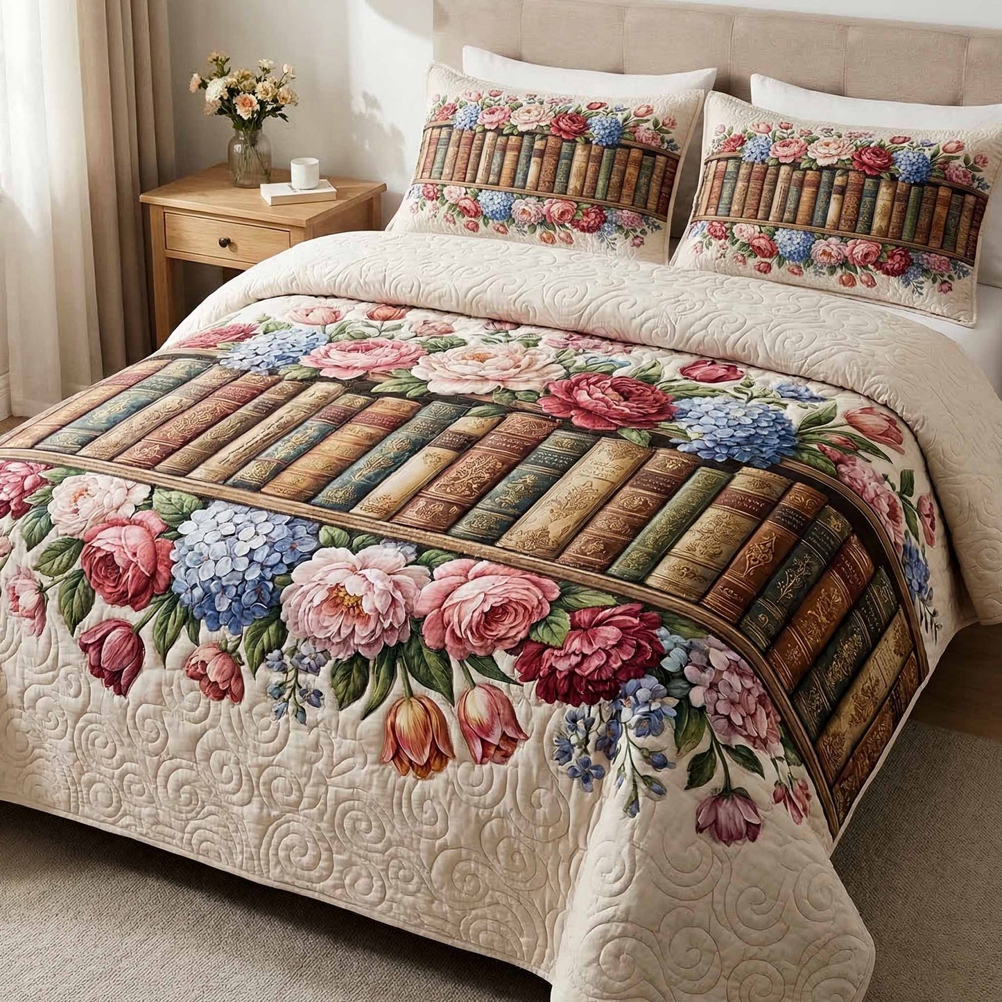Cottage Novels 3-Piece Quilted Bedding Set NCU0XD2622