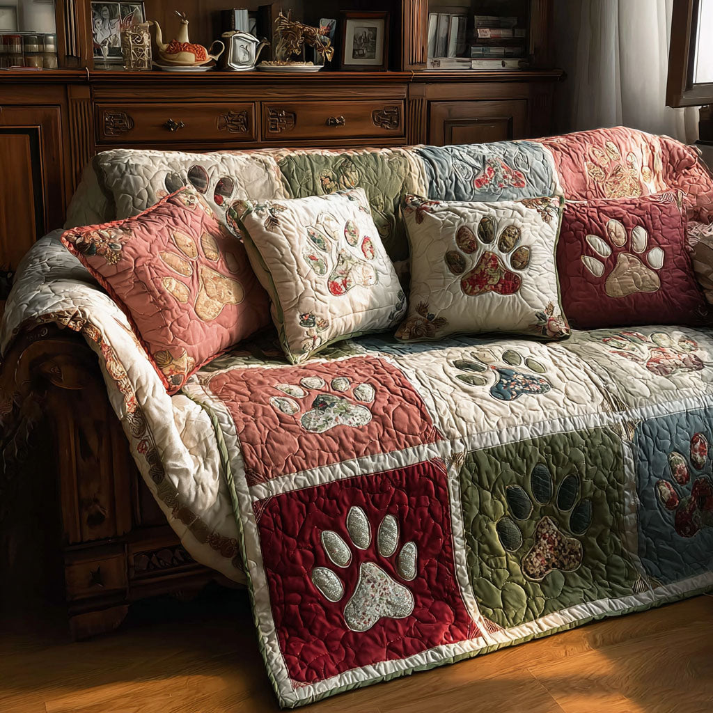 Cottage Paw Quilted Sofa Cover NCU0PT10988