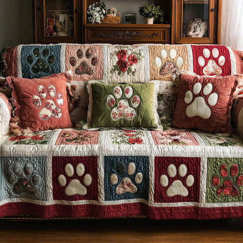 Cottage Rose Paws Quilted Sofa Cover NCU0PT11000
