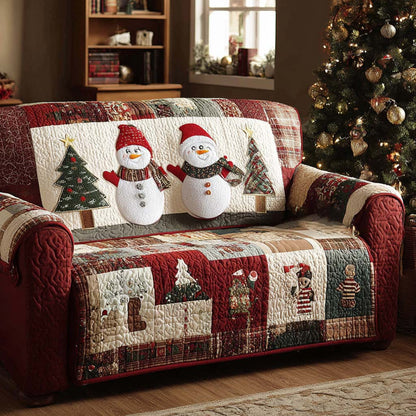 Cottage Snowmen Quilted Sofa Cover NCU0XD2072