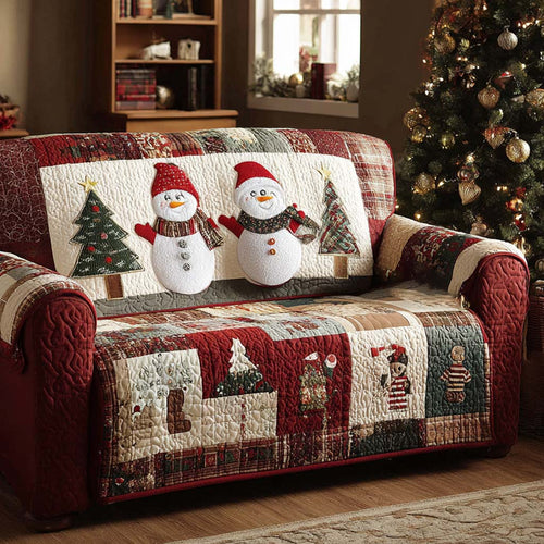 Cottage Snowmen Quilted Sofa Cover NCU0XD2072