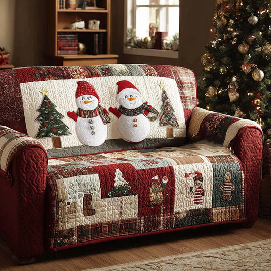 Cottage Snowmen Quilted Sofa Cover NCU0XD2072