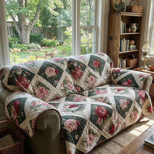 Cottagecore Blossom Trail Quilted Sofa Cover NCU0PT11428