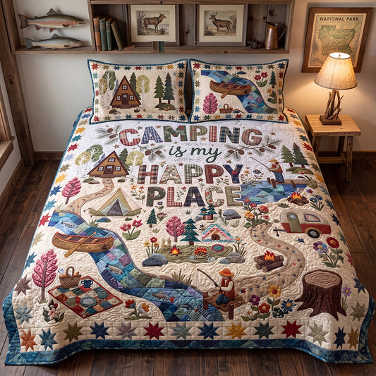 Cottagecore Camping Land 3-Piece Quilted Bedding Set NCU0PT11690