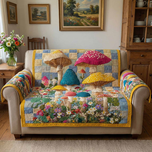 Cottagecore Mushroom Quilted Sofa Cover NCU0XD2416
