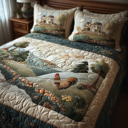 Countrry Rooster 3-Piece Quilted Bedding Set NCU0DV6322