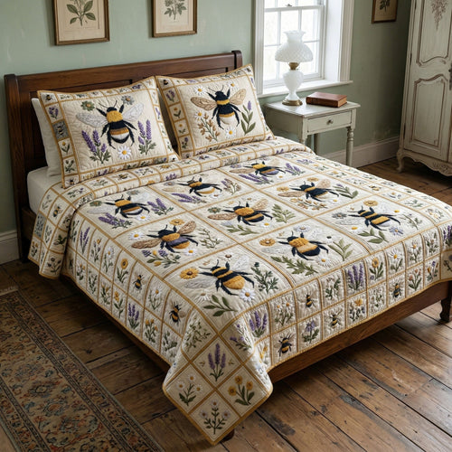 Country Bee 3-Piece Quilted Bedding Set NCU0NT12404
