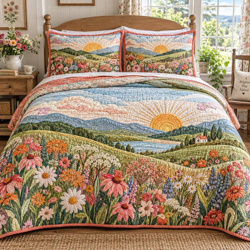 Country Bloom Sunrise 3-Piece Quilted Bedding Set NCU0DV10307