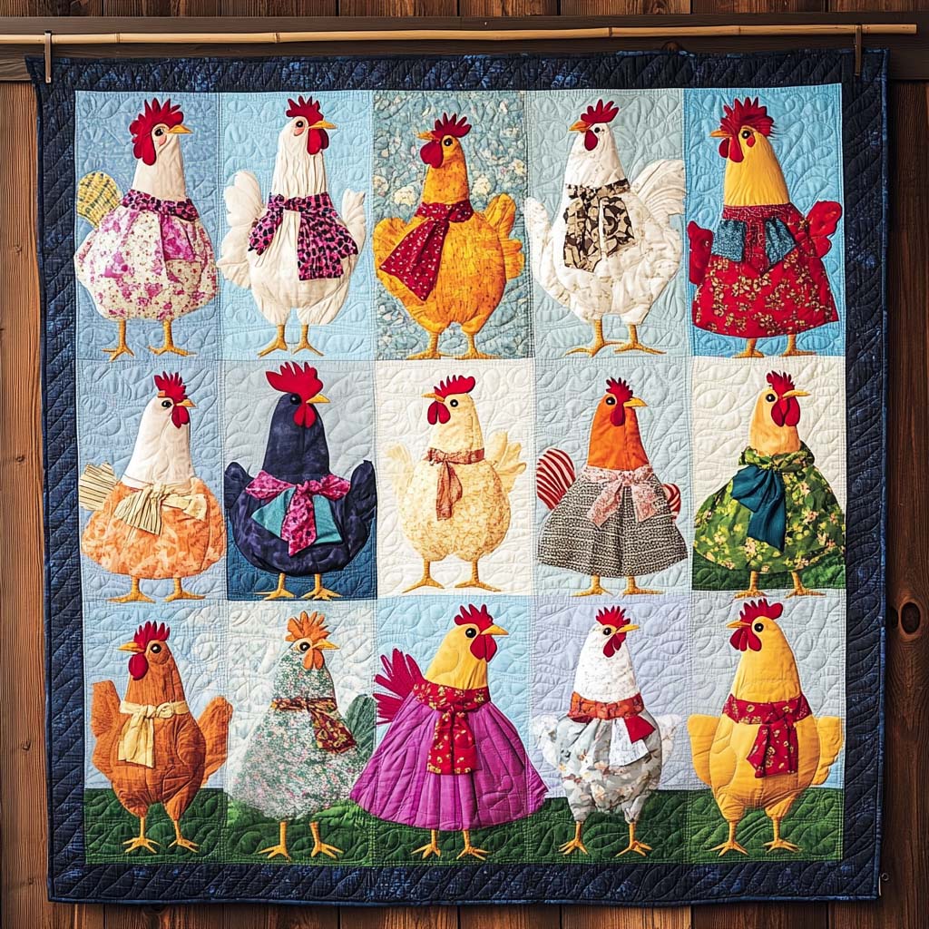 Country Chickens Quilted Blanket NCU0NT1036