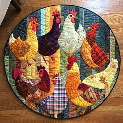 Country Chickens Quilted Round Mat NCU0NT4549