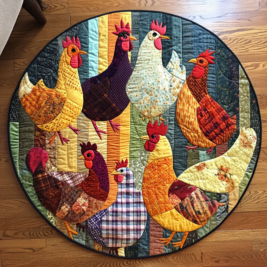 Country Chickens Quilted Round Mat NCU0NT4549
