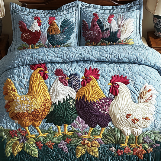 Country Cluck 3-Piece Quilted Bedding Set NCU0VH4297