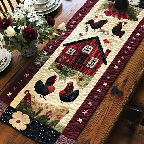 Country Cluck Quilt Quilted Table Runner NCU0PT5075