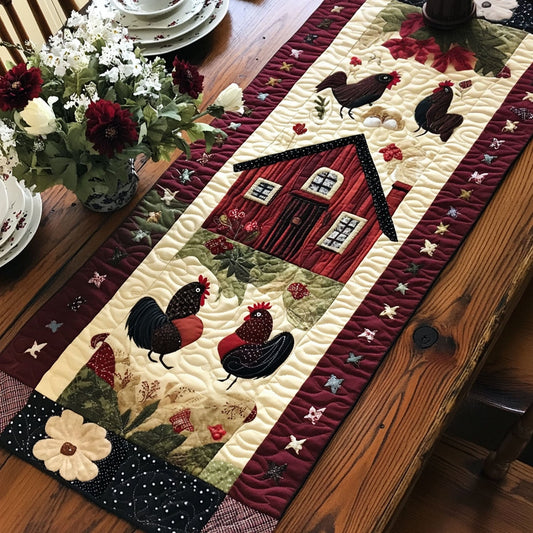Country Cluck Quilt Quilted Table Runner NCU0PT5075