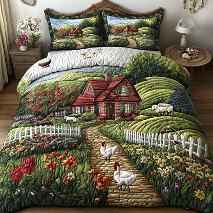 Country Cottage Lane 3-Piece Quilted Bedding Set NCU0DK5834