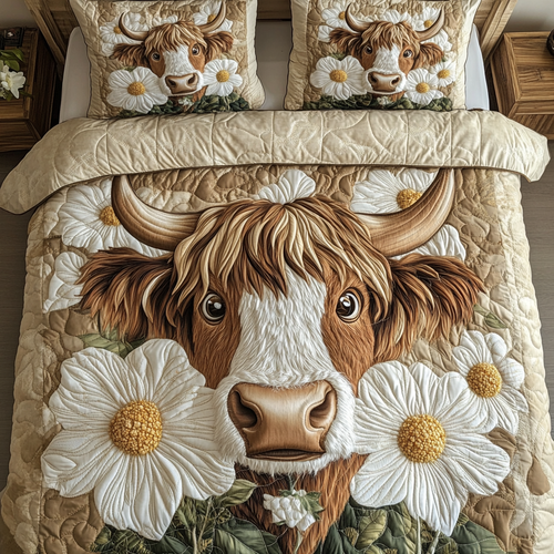 Country Cow 3-Piece Quilted Bedding Set NCU0VH4327