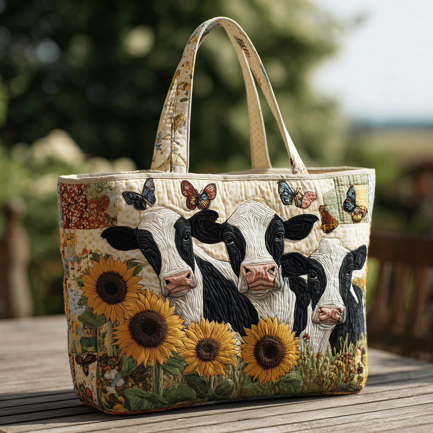 Country Cow Quilted Tote Bag NCU0TH2739