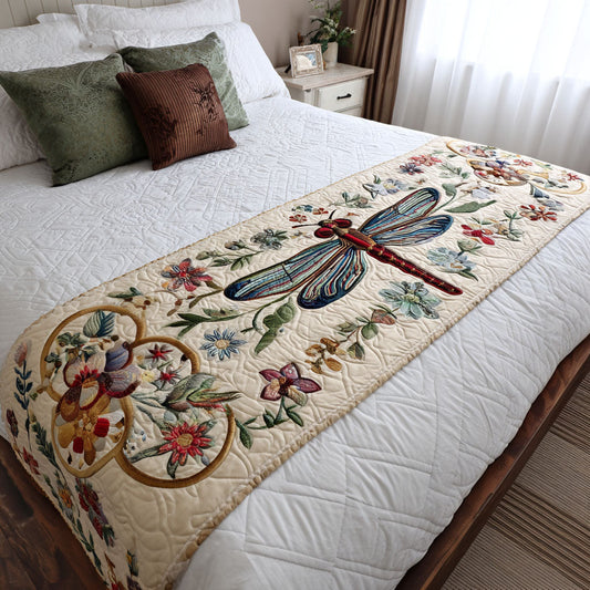 Country Dragonfly Quilted Bed Runner NCU0PT8415