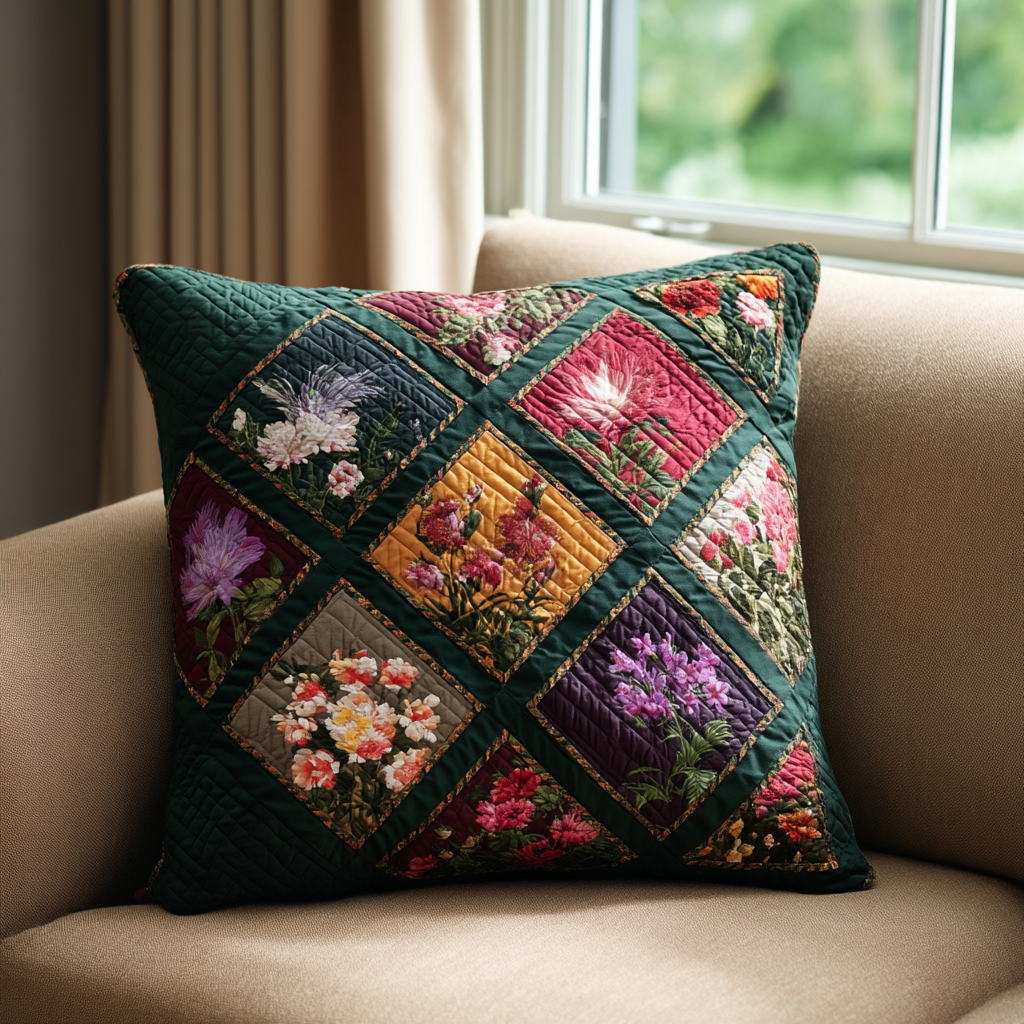 Country Floral Quilted Pillow Case NCU0DK11888