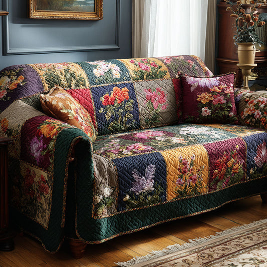 Country Floral Quilted Sofa Cover NCU0DK11888