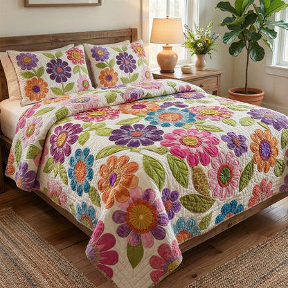 Country Flowers Haven 3-Piece Quilted Bedding Set NCU0PT11536