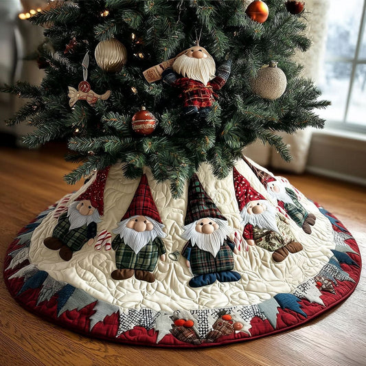 Country Gnome Gathering Christmas Quilted Tree Skirt NCU0PT10619