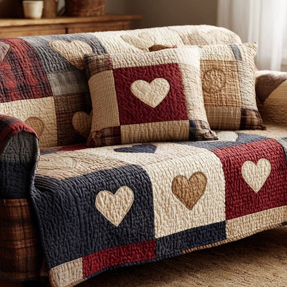 Country Hearts Quilted Sofa Cover NCU0NT11874