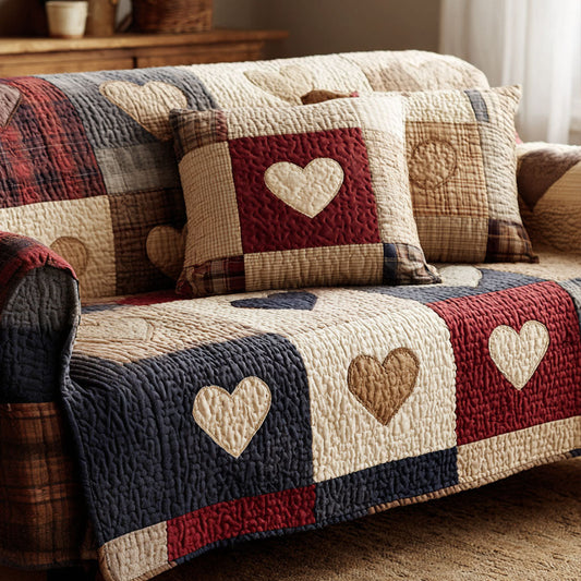 Country Hearts Quilted Sofa Cover NCU0NT11874