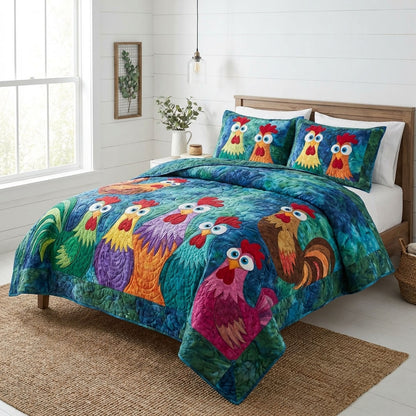 Country Hen 3-Piece Quilted Bedding Set NCU0DK12218