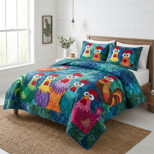 Country Hen 3-Piece Quilted Bedding Set NCU0DK12218