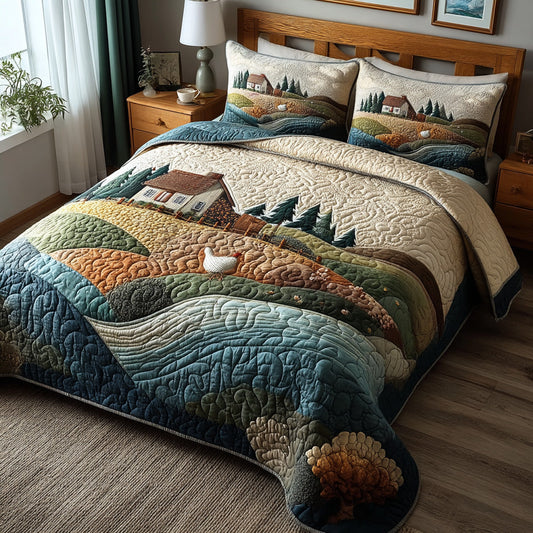 Country Hen 3-Piece Quilted Bedding Set NCU0DV6326
