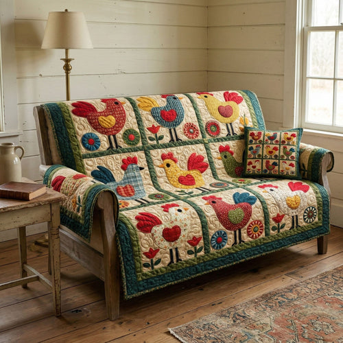 Country Hen Patchwork Quilted Sofa Cover NCU0NT12379