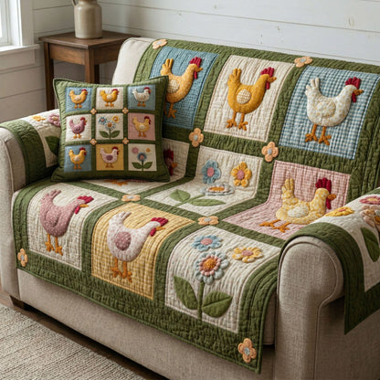 Country Hen Quilted Sofa Cover NCU0NT12380