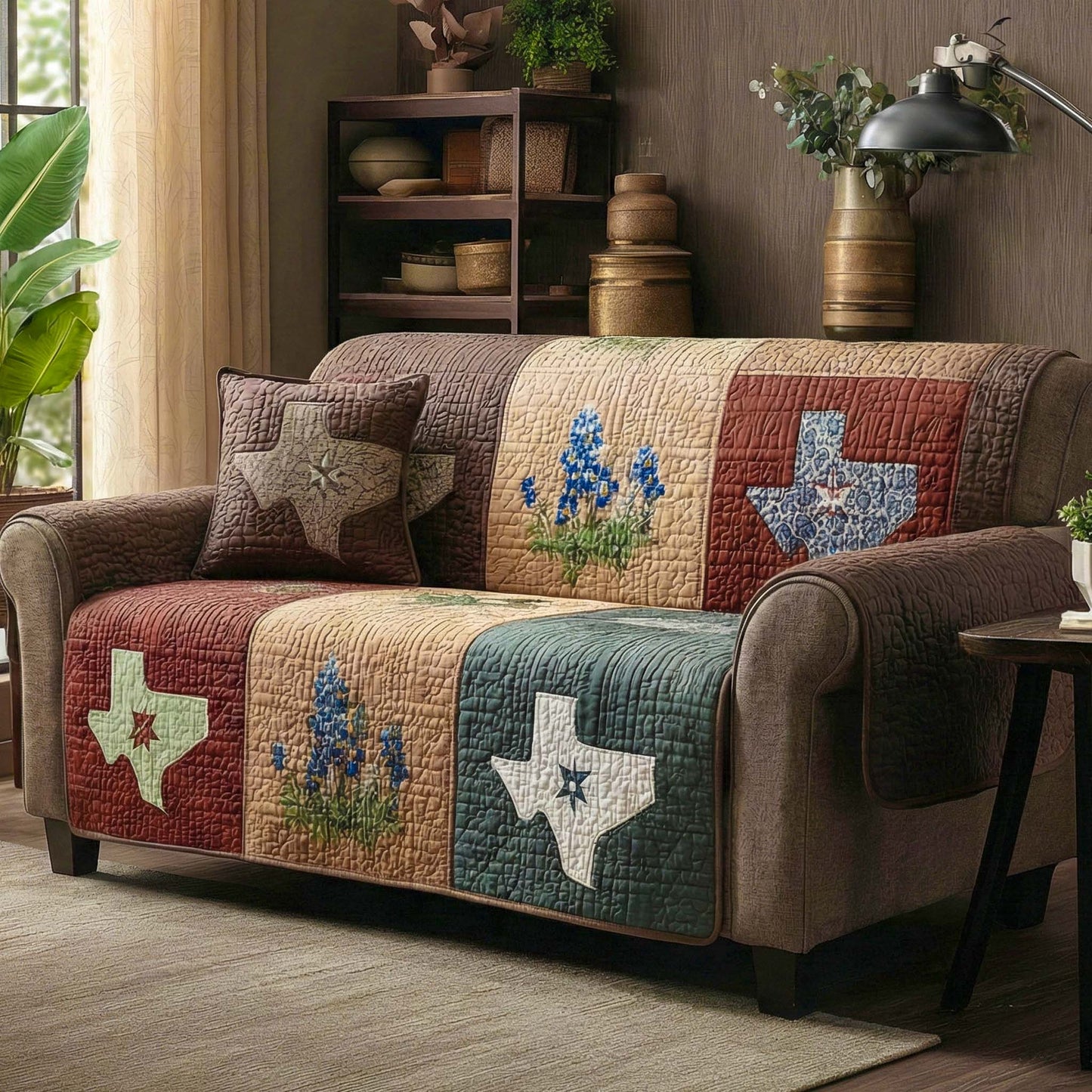 Country Patch Quilted Sofa Cover NCU0XD2275
