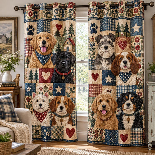 Country Pup Friends Quilted Curtains NCU0DV10370