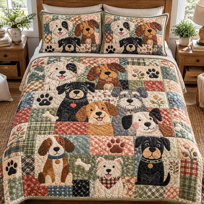 Country Puppy Garden 3-Piece Quilted Bedding Set NCU0DV10512