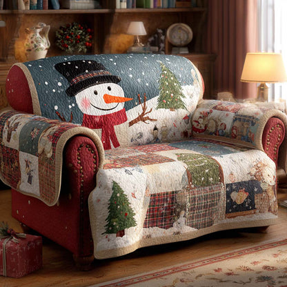 Country Red Snowman Quilted Sofa Cover NCU0XD2084