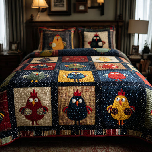 Country Roosters 3-Piece Quilted Bedding Set NCU0DK12033