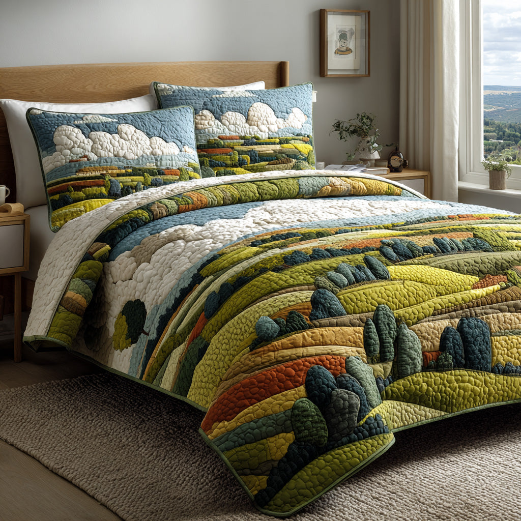 Country Scene 3-Piece Quilted Bedding Set NCU0DV6321