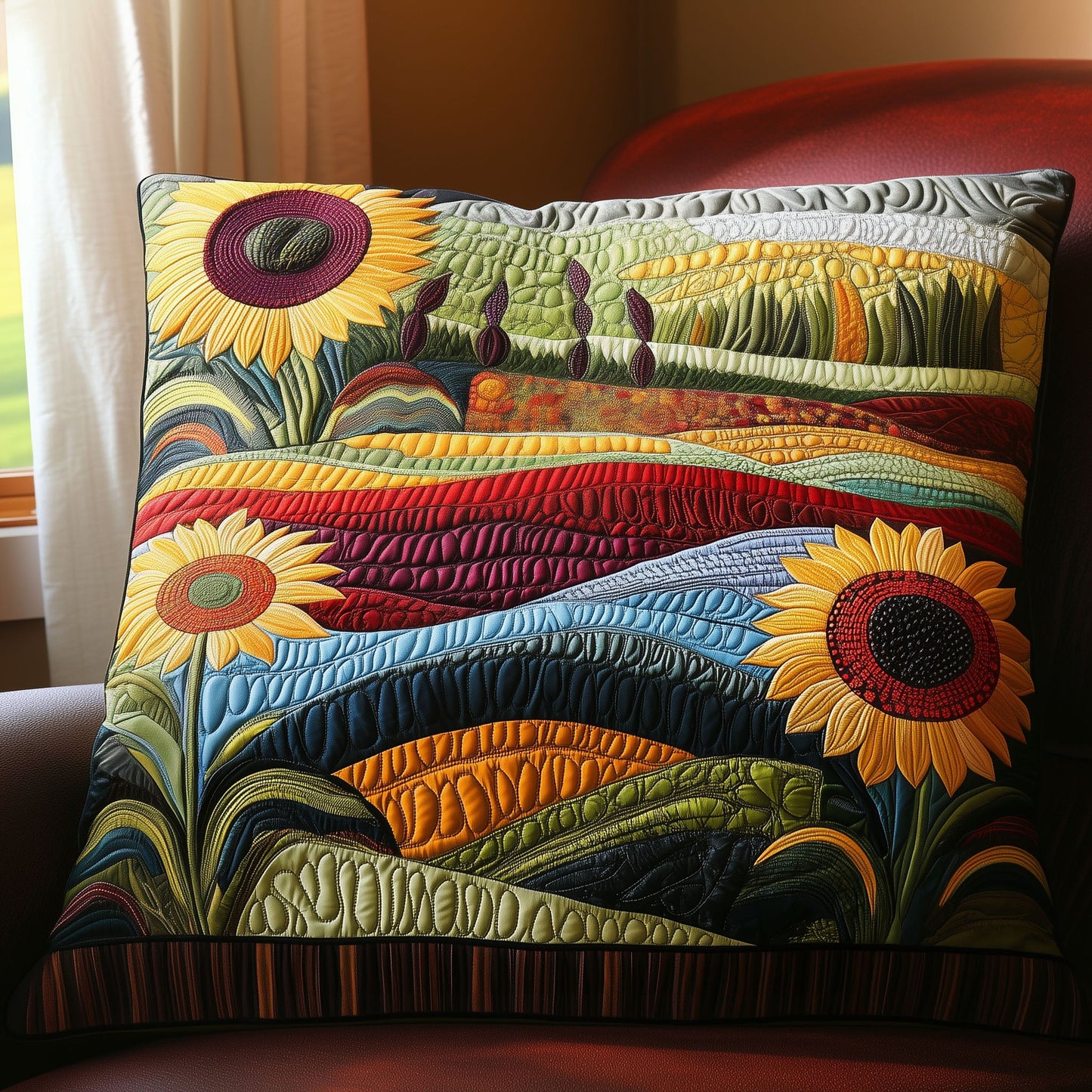 Country Sunflower Dreams Quilted Pillow Case NCU0PT4834
