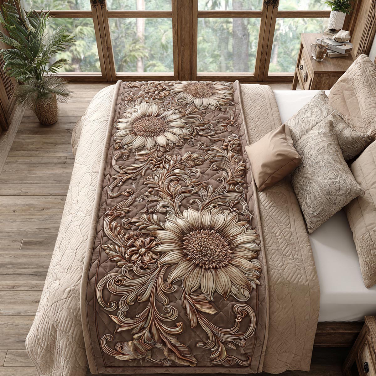 Country Sunflower Quilted Bed Runner NCU0DV9473