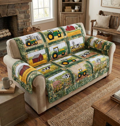 Country Tractor Trail Quilted Sofa Cover NCU0PT11396