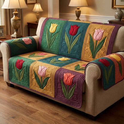 Country Tulips Quilted Sofa Cover NCU0XD2452