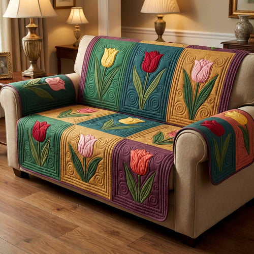 Country Tulips Quilted Sofa Cover NCU0XD2452